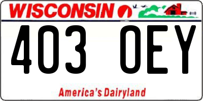 WI license plate 403OEY