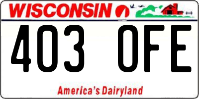 WI license plate 403OFE