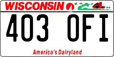 WI license plate 403OFI
