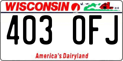 WI license plate 403OFJ