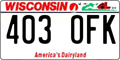 WI license plate 403OFK