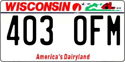 WI license plate 403OFM