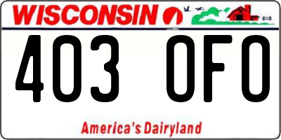 WI license plate 403OFO