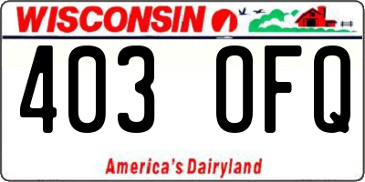 WI license plate 403OFQ