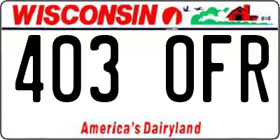 WI license plate 403OFR