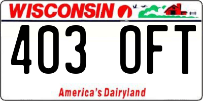 WI license plate 403OFT