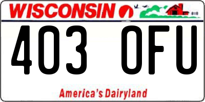 WI license plate 403OFU
