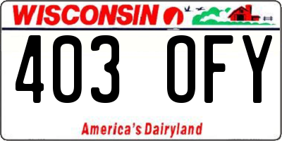WI license plate 403OFY