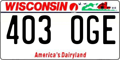 WI license plate 403OGE