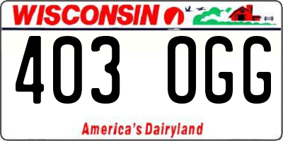 WI license plate 403OGG