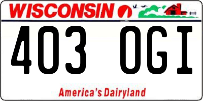 WI license plate 403OGI