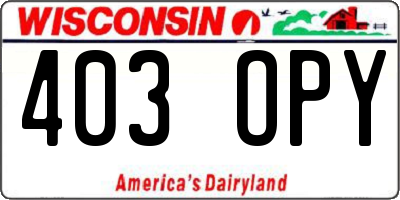 WI license plate 403OPY