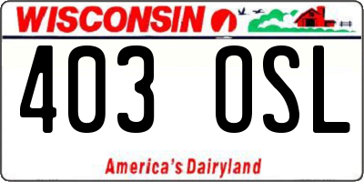 WI license plate 403OSL