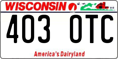 WI license plate 403OTC
