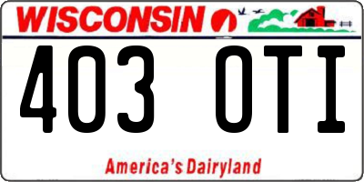 WI license plate 403OTI