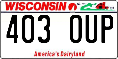 WI license plate 403OUP