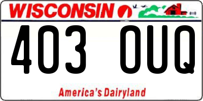 WI license plate 403OUQ