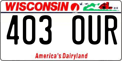 WI license plate 403OUR