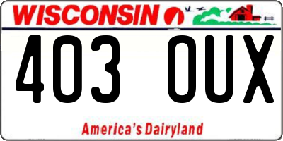 WI license plate 403OUX