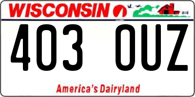 WI license plate 403OUZ