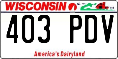 WI license plate 403PDV