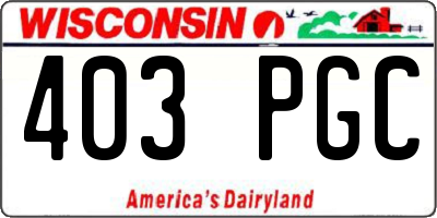 WI license plate 403PGC