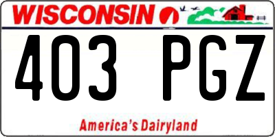 WI license plate 403PGZ