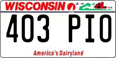 WI license plate 403PIO