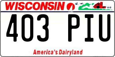 WI license plate 403PIU