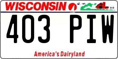 WI license plate 403PIW