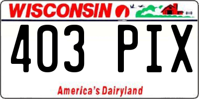 WI license plate 403PIX