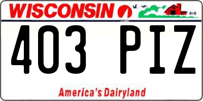 WI license plate 403PIZ