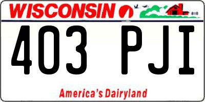 WI license plate 403PJI