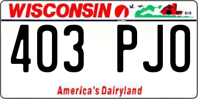 WI license plate 403PJO