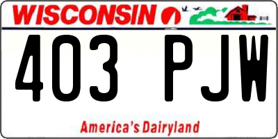 WI license plate 403PJW