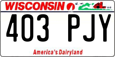 WI license plate 403PJY