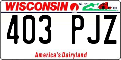 WI license plate 403PJZ