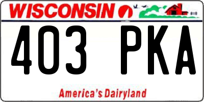 WI license plate 403PKA