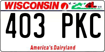 WI license plate 403PKC