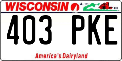 WI license plate 403PKE