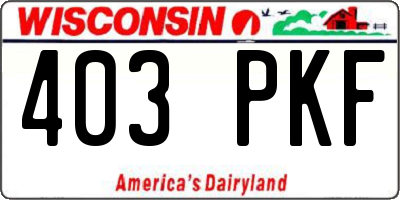 WI license plate 403PKF