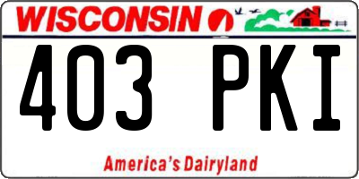 WI license plate 403PKI