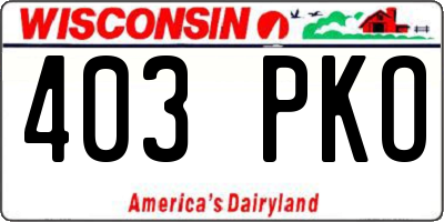 WI license plate 403PKO