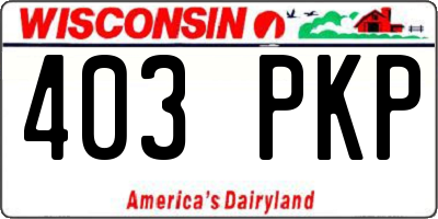 WI license plate 403PKP