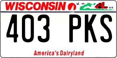 WI license plate 403PKS