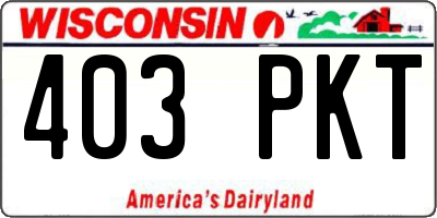 WI license plate 403PKT