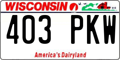 WI license plate 403PKW
