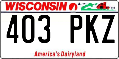 WI license plate 403PKZ