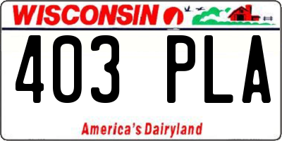 WI license plate 403PLA