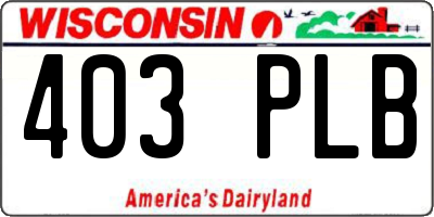 WI license plate 403PLB